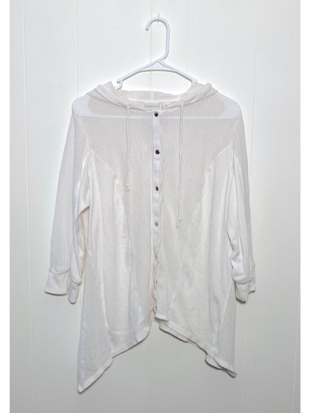 Chico's Zenergy Swimsuit Cover Button Mesh Top Hooded Natasha Jacket White Sz 3